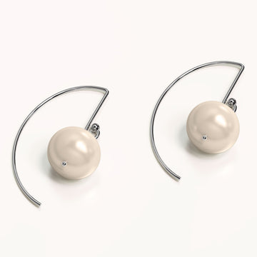 Solid 925 Sterling Silver Freshwater Pearl Drop Earrings White