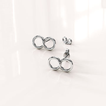 Solid 925 Sterling Silver Infinity Stud Earrings
