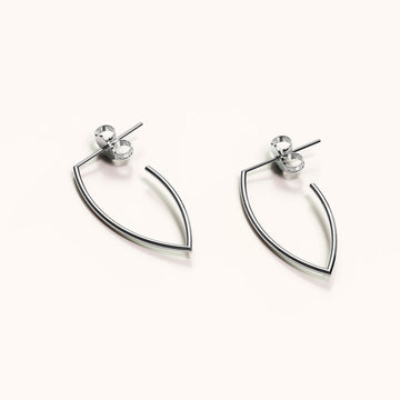 Solid 925 Sterling Silver Open Marquise Stud Earrings