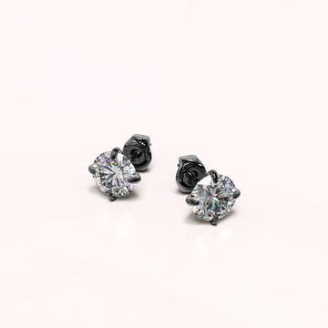 Solid 925 Signature Silver Mary Anne Crystal Stud Earrings In Black Gold