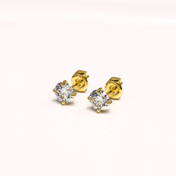 Solid 925 Signature Silver Mary Anne Crystal Stud Earrings In Gold
