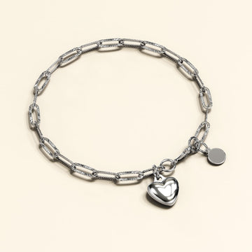 Rogue Heart White Gold Stainless Steel Bracelet