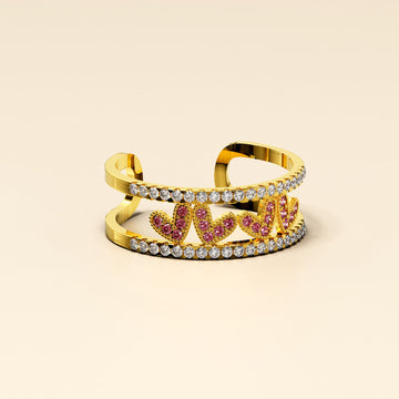 Gold Layered Red V Luxe Adjustable Ring - 8mm
