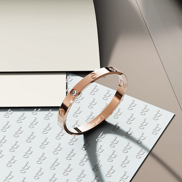 Carrie Stainless Steel Bangle in Rose Gold - 64mm