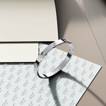 Carrie Stainless Steel Bangle in White Gold - 64mm