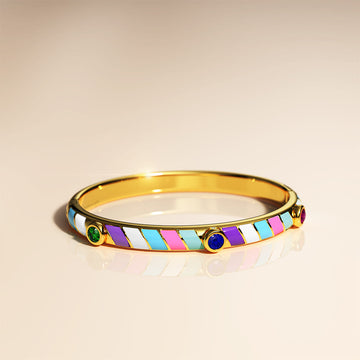 Harlequin Luminous Enamel Gold Layered Bangle