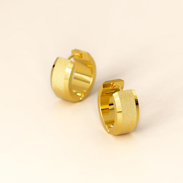 Glitter Textured Huggie Earrings in Gold