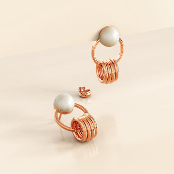 Helena Pearl & Charm Ring Rose Gold Drop Earrings