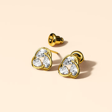 Crater Zircon Gold Stud Earrings