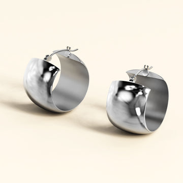 Hannah White Gold Titanium Hoop Earrings