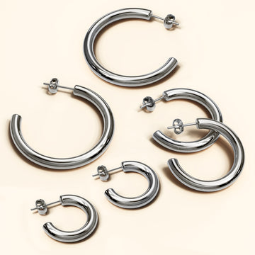 Erica White Gold Hoop Earrings 20mm