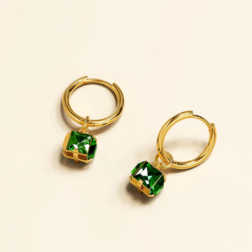 Natalie Gold with Emerald Green Hoop Earrings