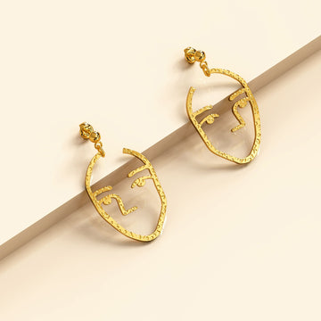 Double Face Gold Layered Earrings