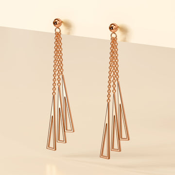 Royal Tassel Rose Gold Layered Earrings
