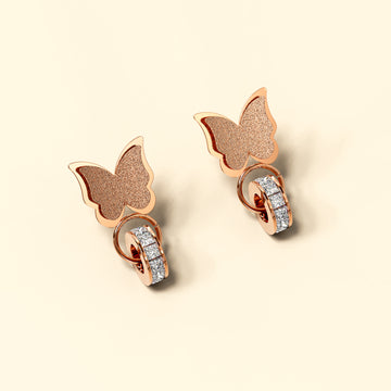 Butterfly Interlock Rose Gold Layered Earrings