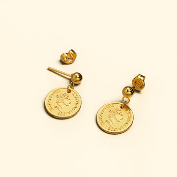 Coin Drop Gold Layered Earrings