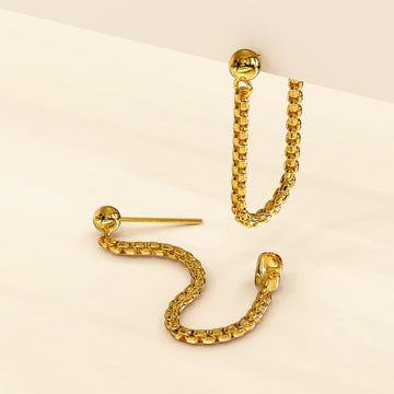Zeus Connector Ball Stud Gold Layered Earrings