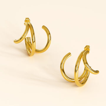 Diam Hoop Gold Layered Earrings