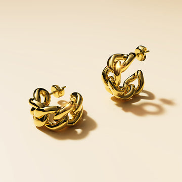 Golden Chainlink Hoop Earrings