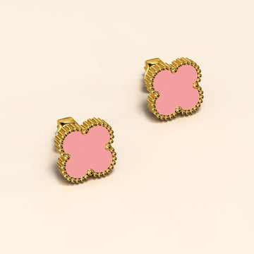 Pink Clover Stud Earrings