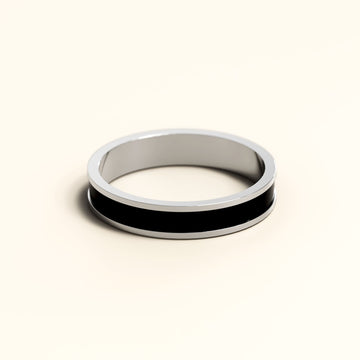 Ceres Timeless Ring Black Enamel Ring in Silver