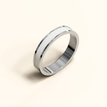 Ceres Timeless Ring White Enamel Ring in Silver