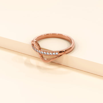 Catherine Zircon Studded Ring In Rose Gold