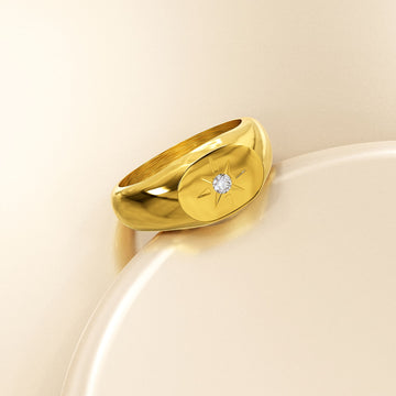Celestial Brilliance Ring with Cubic Zirconia in Gold Layered