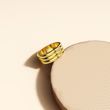 Triad Circular Gleam Radiant Gold Layered Ring
