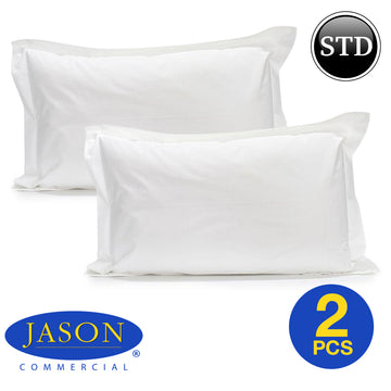 2 Pack Jason Commercial Cotton Deluxe 100% Cotton Percale Pillowcases Standard Tailored