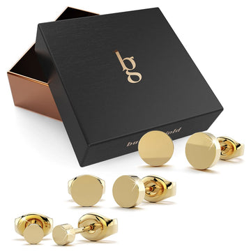 Boxed 3 Pairs Simplicity Stud Earrings Set Gold