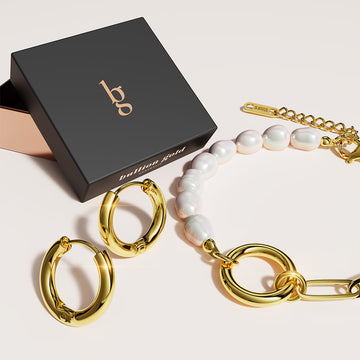Boxed Freshwater Baroque Pearl Bracelet & Hoop Earring 16mm Set