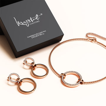 Boxed Orbit of Radiance Earrings & Beauty Bracelet Set with SWAROVSKI® Crystal in Rose Gold