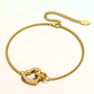 Gold Interlocking Heart and Ring Bracelet Embellished with SWAROVSKI® Crystals