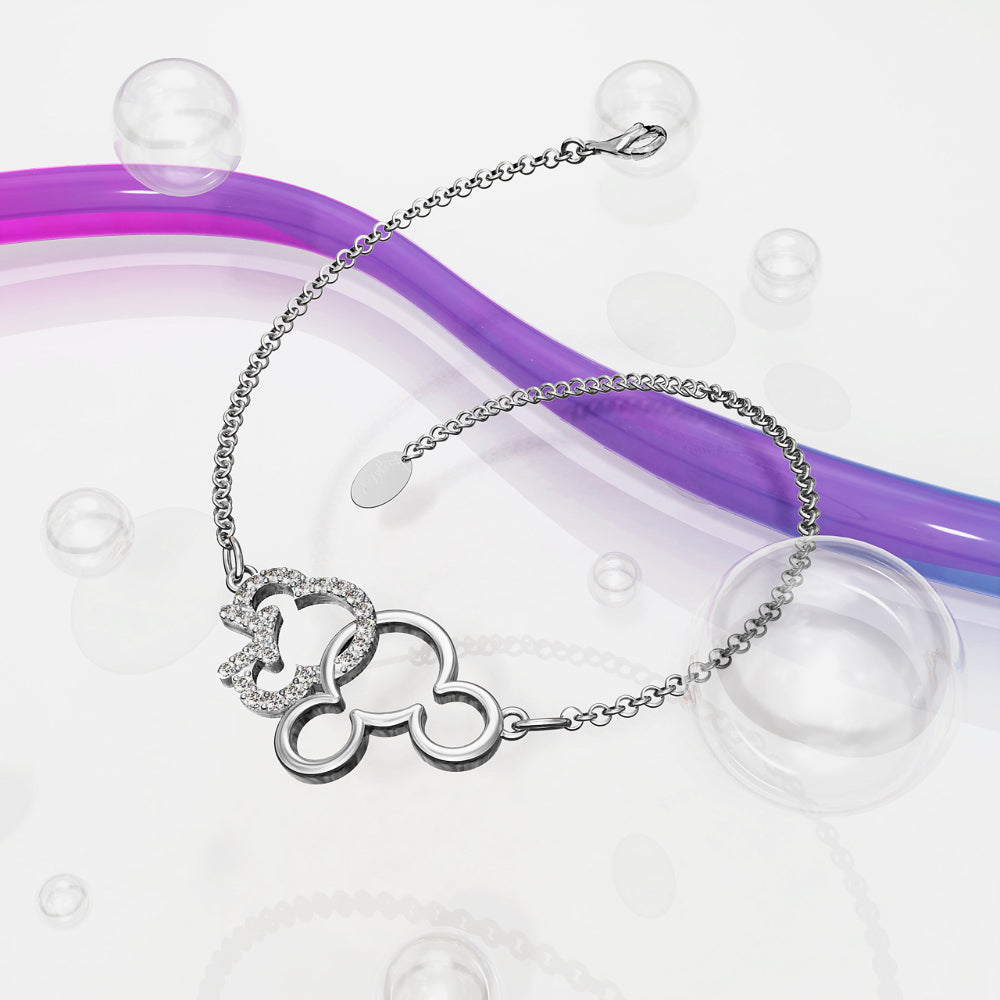 White Gold Intertwined Mickey Embellished with Swarovski® crystals