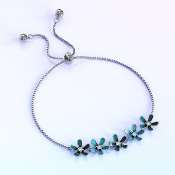 Petalia Turquoise Blue Bracelet Featured SWAROVSKI® Crystals in White Gold