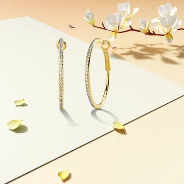 Endless Hoop Earrings Embellished With SWAROVSKI® Crystals in Gold - 35 mm
