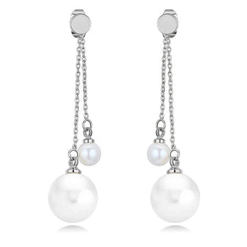 Duo Pearl Dangle Earrings Embellished With SWAROVSKI® Crystals