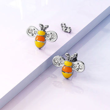 Bumblebee Crystal Earrings White Gold Layered Jewellery