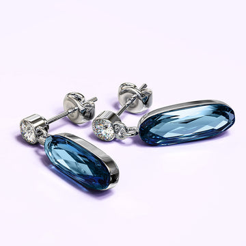 Aquamarine Earrings Embellished with Crystals from SWAROVSKI®