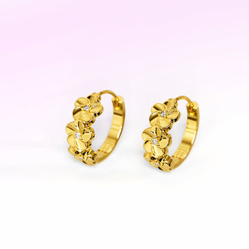 Floral Trio Huggie Earrings Embellished in SWAROVSKI® Crystals in Yellow Gold