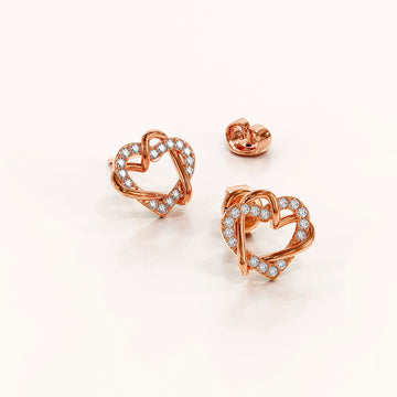 Intertwined Love & Hearts Rose Gold Plated Stud Earrings Embellished With SWAROVSKI® Crystals