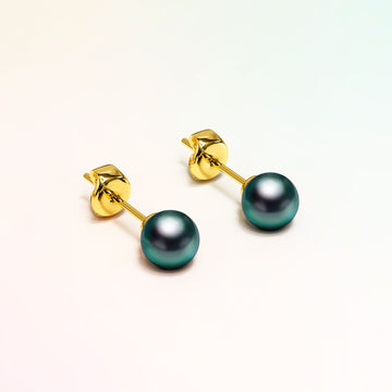 Purity Pearl Stud Earrings Embellished with SWAROVSKI® Crystal Iridescent Tahitian Look Pearls