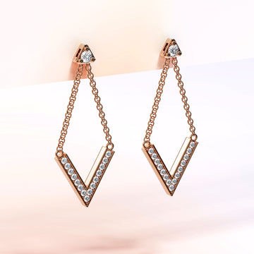 Luxury V Shaped Stud Earrings in Rose Gold Embellished With SWAROVSKI® Crystals