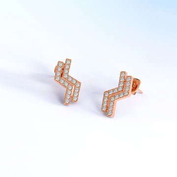 Zigzag Rose Gold Stud Earrings Embellished With SWAROVSKI® Crystals