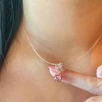 Flower Blush Necklace Embellished With SWAROVSKI® Crystals in Rose Gold