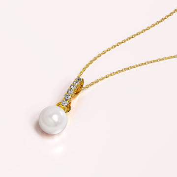 Luminous Pearl Pendant Necklace in Gold Adorned With Crystals from SWAROVSKI®