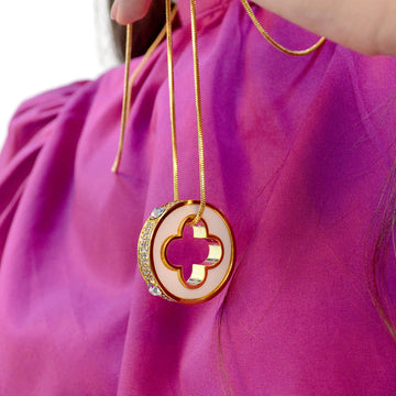 Clover Ring Charm Long Necklace Embellished With SWAROVSKI® Crystals