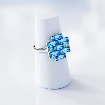 Alana Cocktail Ring Blue Embellished With SWAROVSKI® Crystals