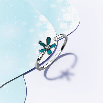 Petalia Turquoise Blue Ring Featured SWAROVSKI® Crystals in White Gold